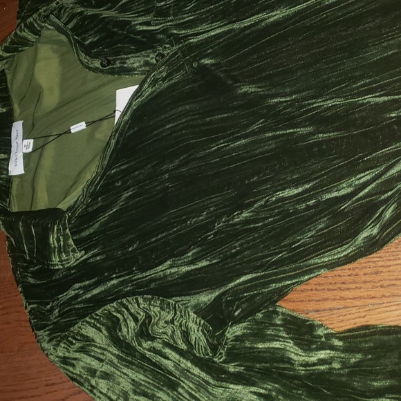 Something Navy Emerald Fringe Shirt Dress - Picture 3 of 16